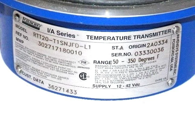 NEW FOXBORO RTT20-T1SNJFD-L1 TEMPERATURE TRANSMITTER 12-42VDC RTT20T1SNJFDL1 - Image 3 of 3