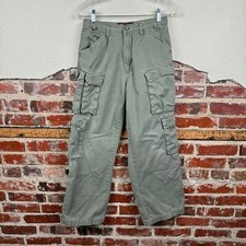 Vintage Arizona Pants Size 27 Green High Rise Wide Leg Cargo Grunge Stake Y2K