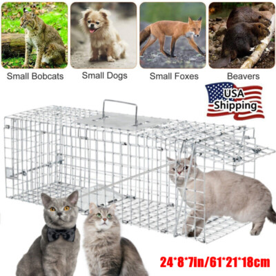 Live Animal Trap Extra Large Rodent Cage Garden Rabbit Raccoon Cat 24''X8''X 7.5''