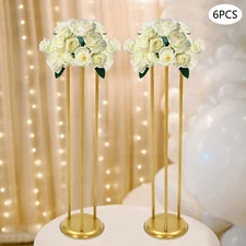 6Pcs Gold Flower Display Stand Flowers Rack Wedding Venue Pedestal Floral Decor~