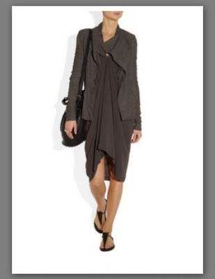 $3700 Rick Owens Leather and ribbed-wool jacket size 38IT / 4US GORGEOUS !!