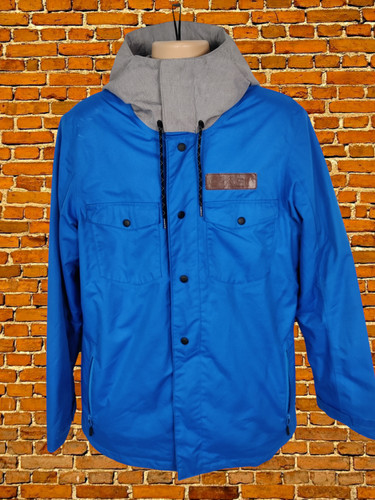 MENS OAKLEY LARGE BLUE ZIP UP HOODED WARM WINTER WIND & WATERPROOF COAT JACKET