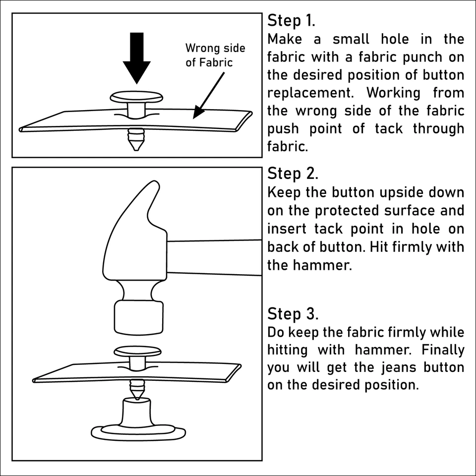Jean Buttons No Sew Instant Buttons Replacement Hammer On Metal Studs 17mm - Image 4 of 4