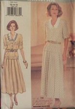 Lovely OOP BUTTERICK 3300 Misses Pleat/Tuck Interest Dresses PATTERN 6-8-10 UC