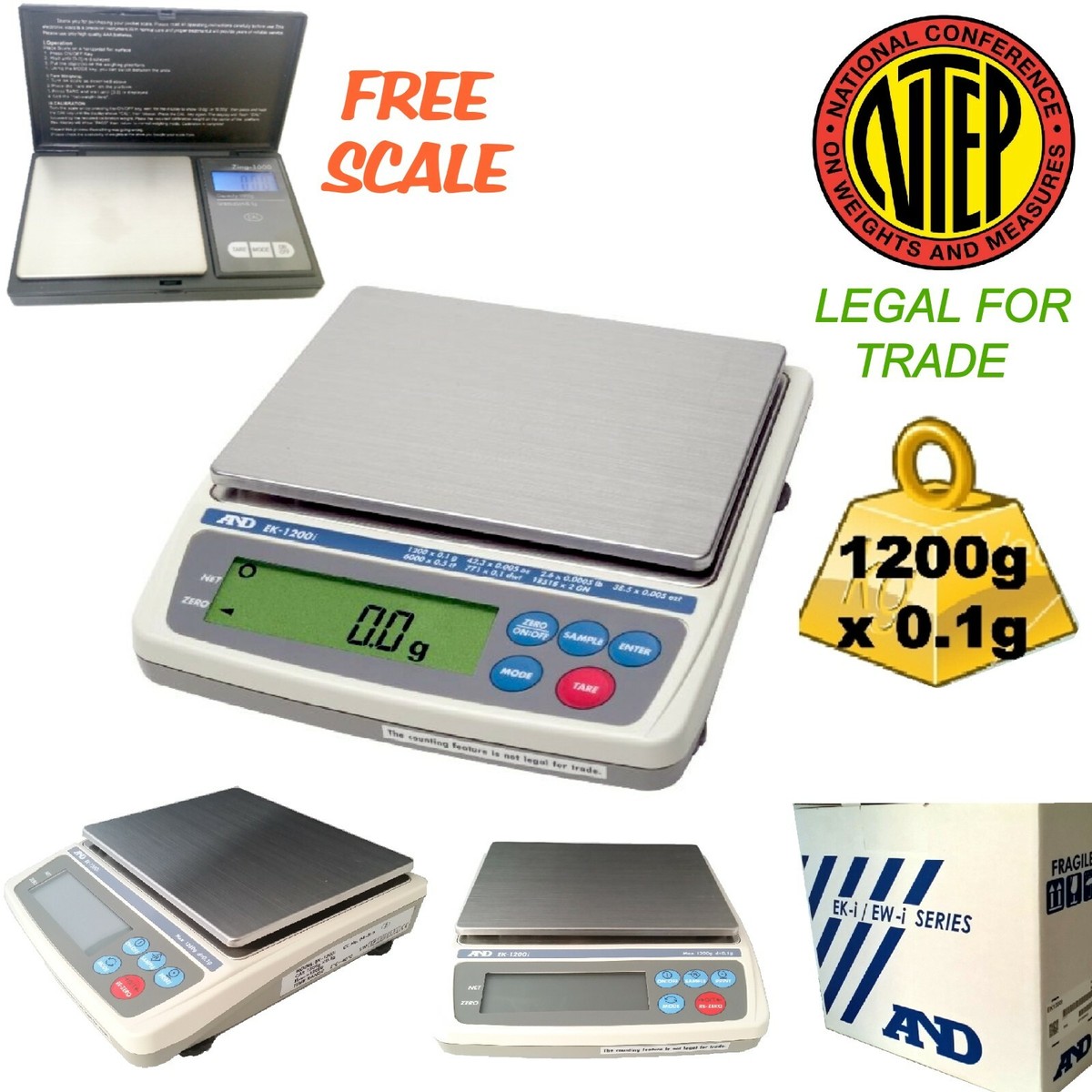 A&D Weighing Scale 1200g Legal NTEP Ek-1200i Buy Gold FREE A&D Weighing Scale 1200g Legal NTEP Ek-1200i Buy Gold FREE