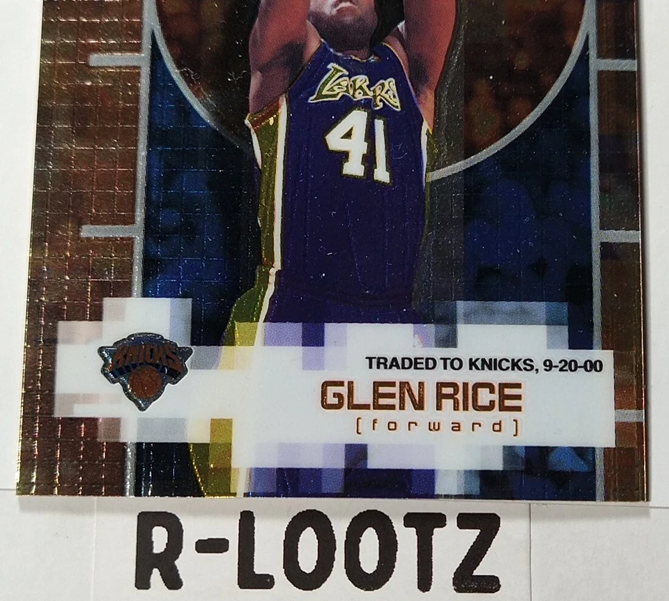 Glen Rice 2000-01 Topps Finest New York Knicks #NYK-F 102 Los Angeles Lakers  - Image 2 of 4