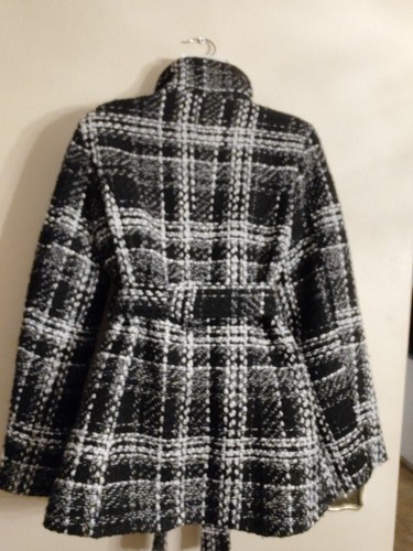 Ci Sono by Cavallini Women Double Breasted Belted Black White Trench Coat Sz L - Picture 16 of 20