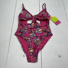 Tabitha Brown Target Pink Multi Cut Out One Piece Swimsuit Women’s Medium New