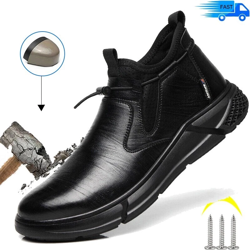 Waterproof boots New Men steel toe safety work shoe anti piercing Roofing Shoes