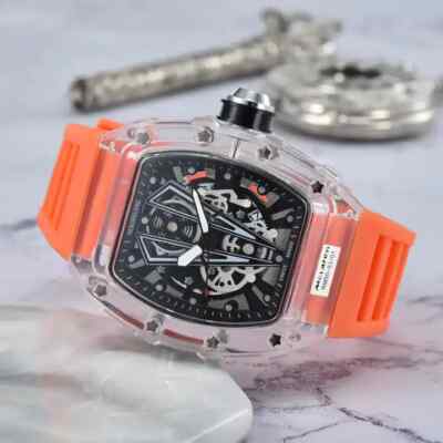 Herren Herren Armbanduhr Transparent Wasserdicht Analog Silikon Armband Uhr