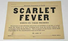 20s MN Board Of Health Scarlet Fever Contagious Quarantine Window Door Card Sign