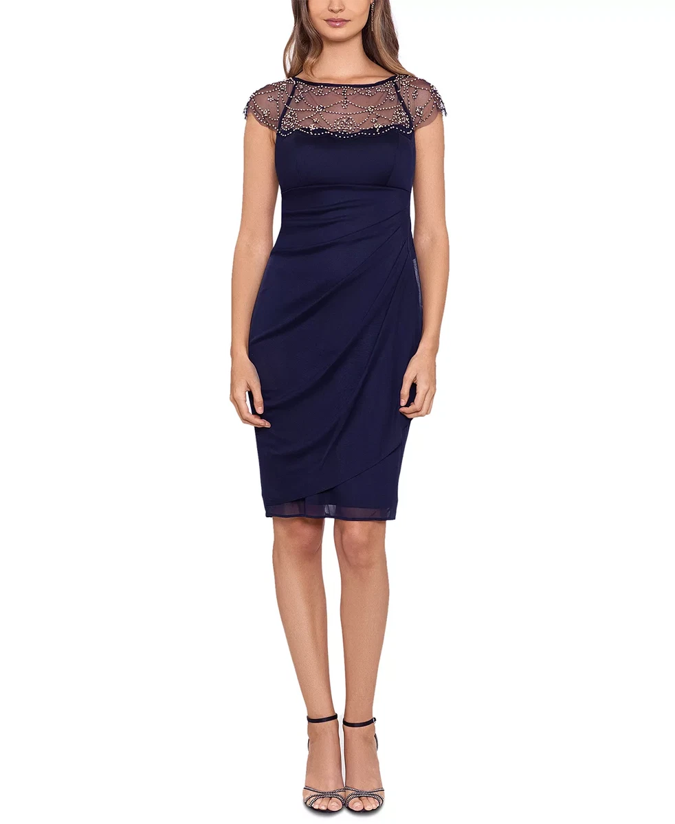 Dj jaz cap sleeve embellished evening gown 2025