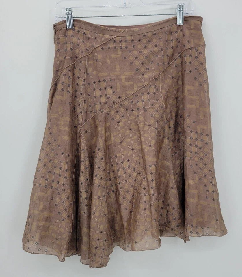 Falda Max Studio MSSP Mujer Mediana Marrón Tostado Estampado Batik Acampanada Boho Artística Foto 2 de 4