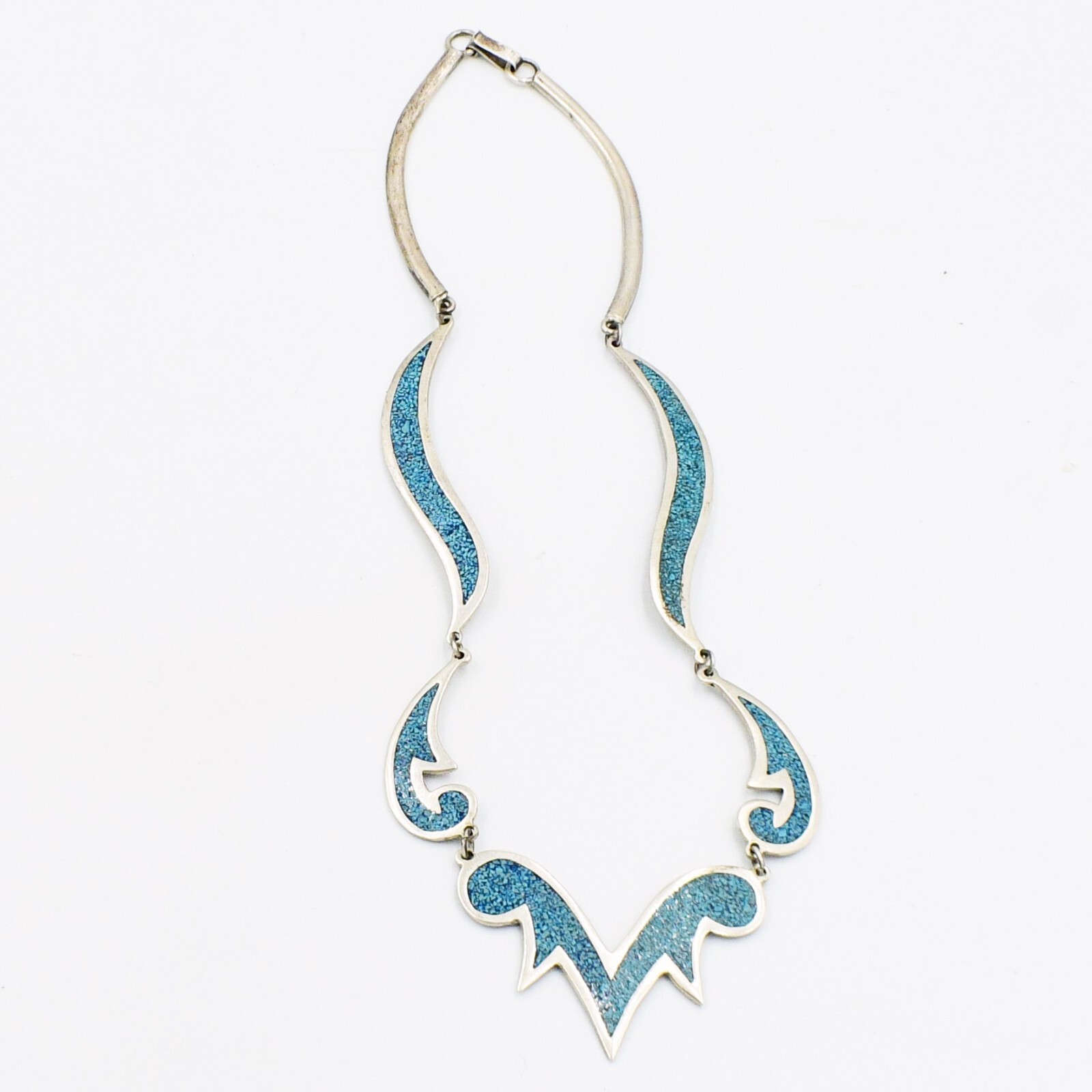 Sterling Silver 925 Estate Pawn Type Inlaid Turquoise… Gem