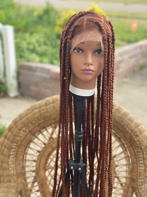 Hand Braided Box Braid On A Human Hair Full Lace Wig, color 