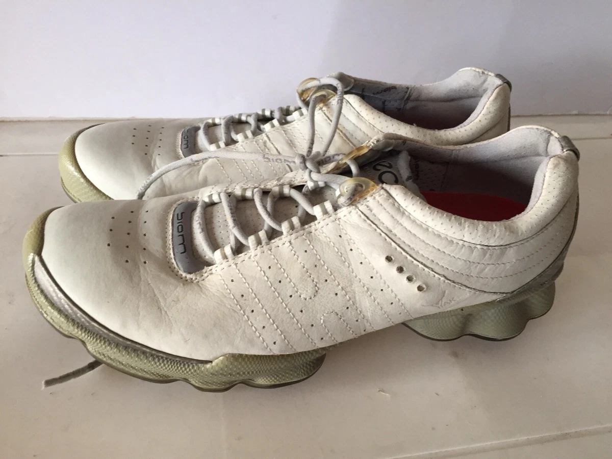 Ecco Leather Biom Natural Motion Spiked Golf Shoes Size 39 EU White | eBay