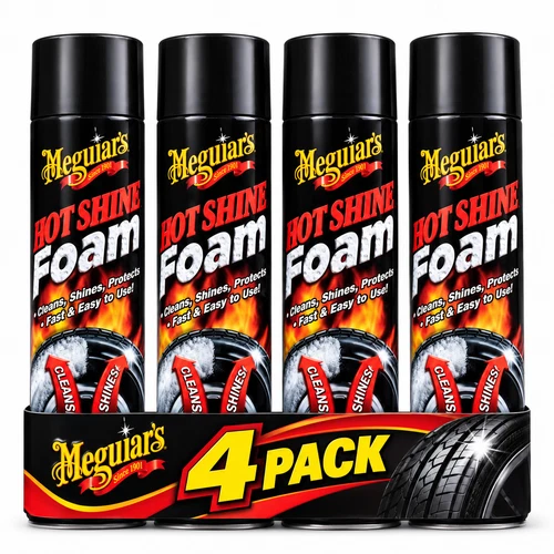 (4 Pack) Meguiar's Hot Shine Tire Foam, G13919, 19 oz, Aerosol, Easy Spray Foam - product listing photo