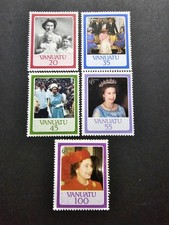 TIMBRE VANUATU ANNIVERSAIRE REINE ÉLISABETH II N°735/739 NEUF ** MNH 1985