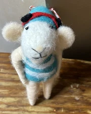 NWT Felt Mouse Swimmer Christmas Ornament Gift Decor Wool Year Round Display 5”