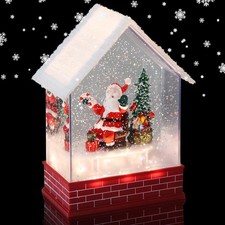 Musical Snow Globe House Santa Lighted Timer USB Battery Holiday Decoration