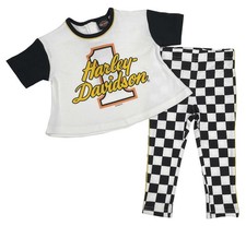 Harley-Davidson Baby Girls' 2 Piece Infant Racing Knit Tee Pant Set 9/12M
