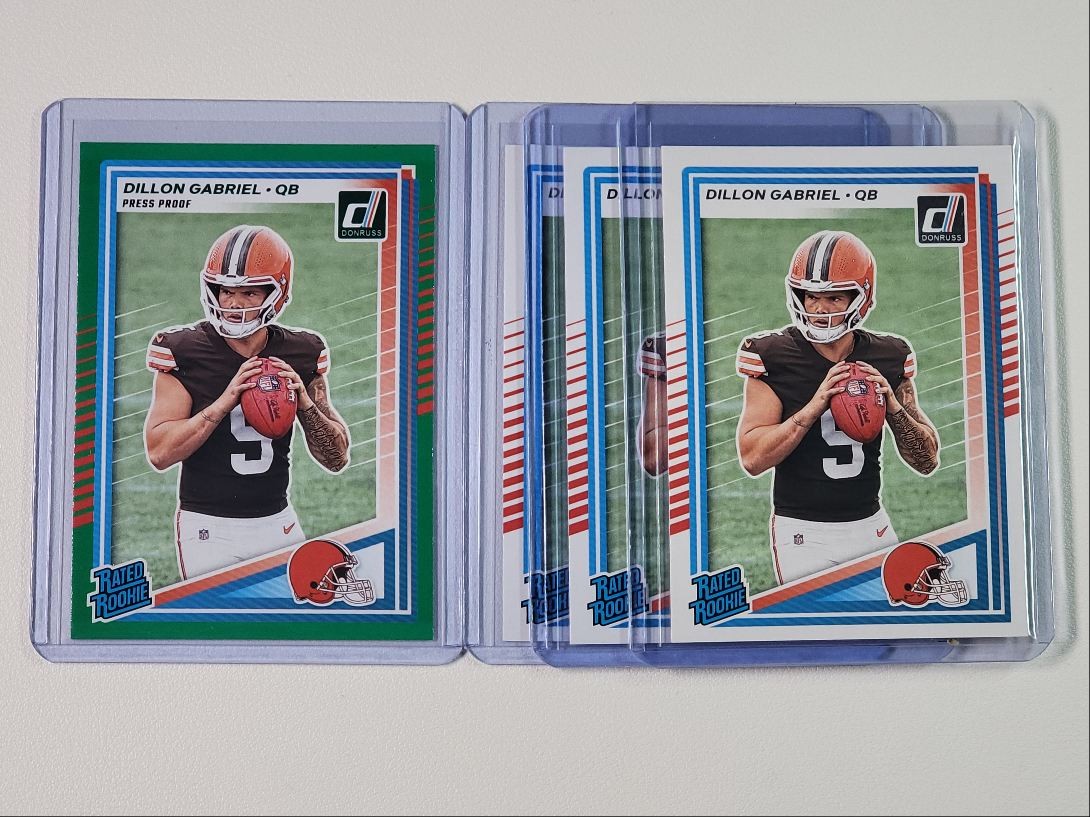 [4] DILLON GABRIEL 2025 DONRUSS RATED ROOKIE GREEN PRESS PROOF RC Q4267