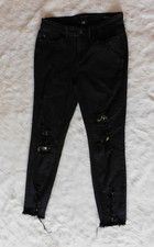 Judy Blue Jeans Womens 9/29 Black Stretch Skinny Fit Distressed Leopard Print