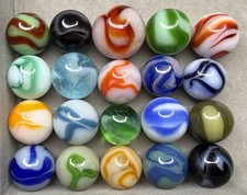 Lot Of 20 Alley West Virginia Swirl Marbles .58 To .74 NM