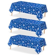 3 Pieces Christmas Snowflake Plastic Party 3 Pack 54x108 inches Blue