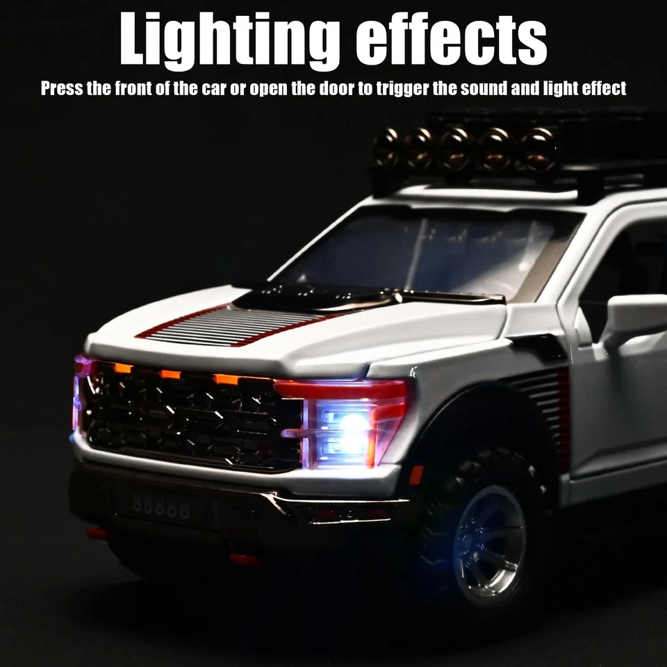 1:24 F150 Off Road Pickup Alloy Metal Diecast Model Car Sound & Light Hobby Toy - Image 2 of 4