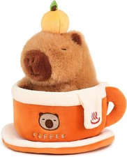 New 9"Coffee Cup Capybara Plush Soft Orange Stuffed Animal Toys Funny Gifts Xmas