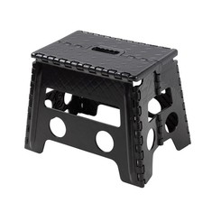 One Step Folding Step Stool, Black Plastic