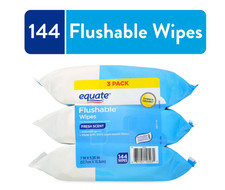 Equate Flushable Wet Wipes, Fresh Scent, 144 Wipes 3 Pack , Compare to Cottonel
