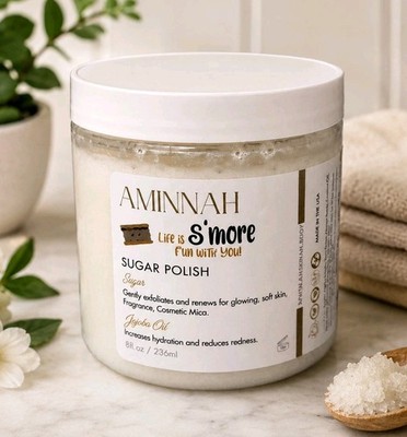 NEW Aminnah Life Is S'more Fun With You Sugar Polish Exfoliate Body Scrub 8 oz