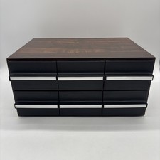 VTG 6 Drawer 72 Cassette Tape Storage Holder Organizer Faux Wood Grain w/ Feet