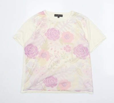 Weißer Pullover Pulli Damen UK Größe L Mind Flower