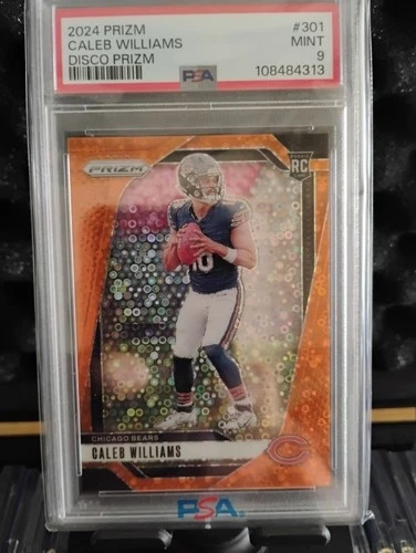 2024 Prizm Orange Disco Caleb Williams Rookie RC #301 Chicago Bears PSA 9