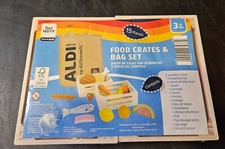 ALDI Play Cutting Food, Wooden Crates  Shopping Bag Set - 28 Pieces
