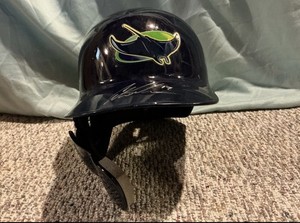 Game Used TAMPA BAY RAYS Throwback Batting Helmet AUSTIN MEADOWS MLB Hologram