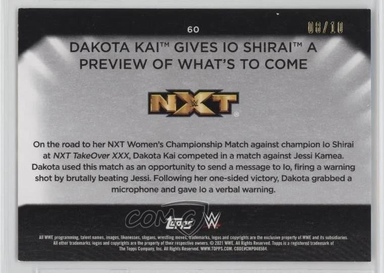 2021 Topps WWE Women's Division Gold /10 Dakota Kai Io Shirai #60 - Image 2 of 2