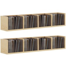 Image of Wall Mount 84 CD / 56 DVD/Blu-ray/ Media Storage Rack 4 Cubes, Wooden Shelf Orga