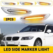 LED Side Marker Light Chrome For 08-13 BMW 1 E82 Coupe E88 Cabriolet Dynamic 2pc
