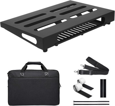 18'' x 11.8'' Metal Guitar Pedal Board  with Power Supply Tray Carry Bag Included
