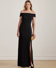 $245 Lauren Ralph Lauren Women’s Off-the-Shoulder Gown Black Size 18
