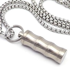 Haxtec Small Pill Box Titanium Pill Fob Necklace Nitro Mini Waterproof Keychai..