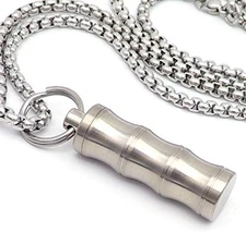 Haxtec Small Pill Box Titanium Pill Fob Necklace Nitro Mini Waterproof Keychai..