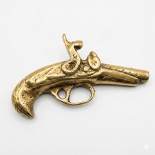 Vintage Brass Replica Flintlock Pistol 5" Small Ornament Wall Display VGC RARE