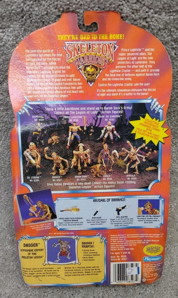 Винтажная экшн-фигурка 1994 Playmates Skeleton Warriors Dagger запечатанная новая - Изображение 2 из 2