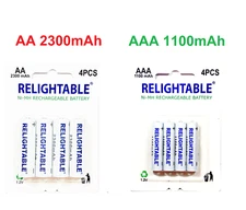 RELIGHTABLE Lot of AA AAA NI-MH 1.2V Rechargeable Batteries 2300mAh 1100mAh NIMH