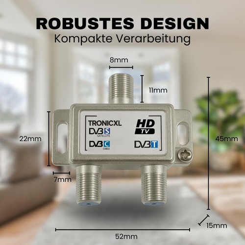 Verteiler 2-fach Splitter Weiche Digital HD TV 3D 4K Antennenverteiler SAT Kabel - Afbeelding 7 van 7